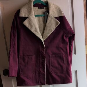 Diane Gilman Burgundy Sherpa-Lined Jacket
